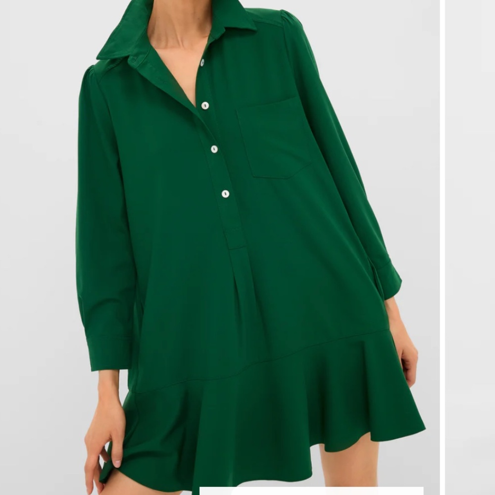 Tuckernuck - Hunter Green Crepe Callahan Dress